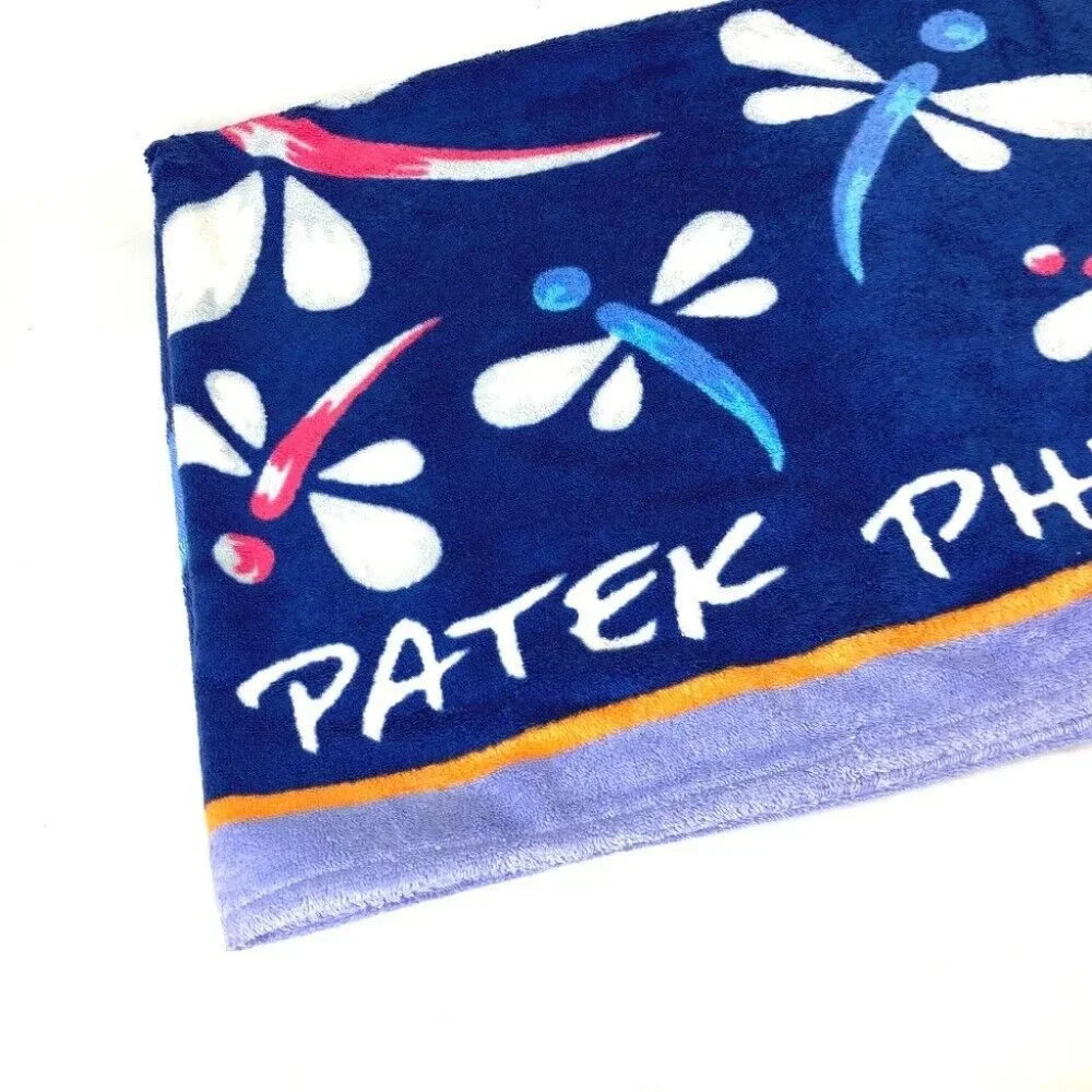 Auth PATEK PHILIPPE Overall handle Bath towel Interior Throw Blanket blue/pink - Picture 6 of 7